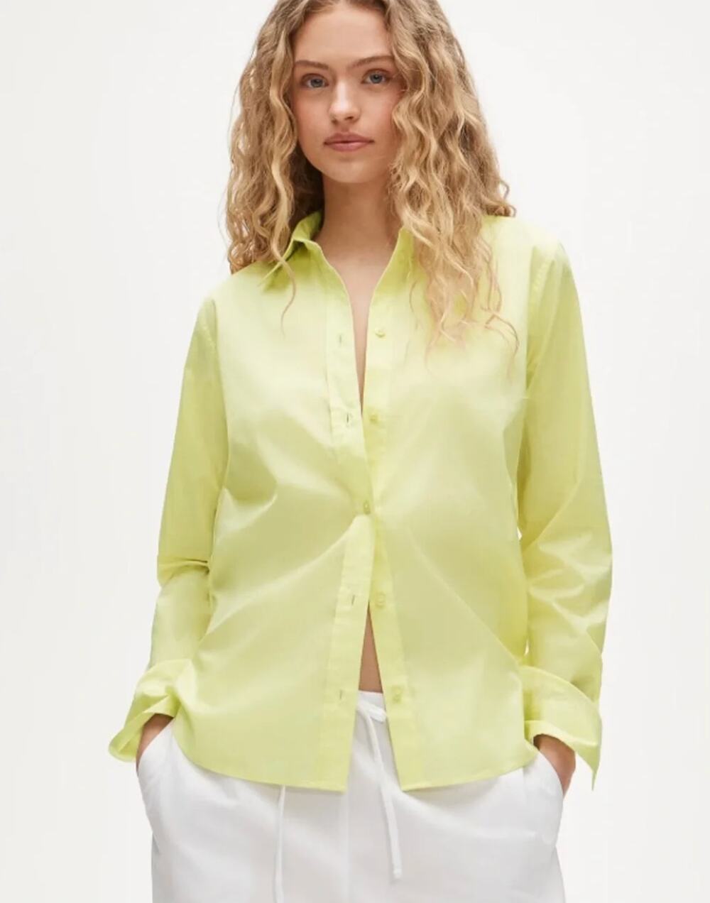 J Crew Jules Classic Fit Shirt 12 NWT Lime Nectar Sateen Top CT071 Yellow Green